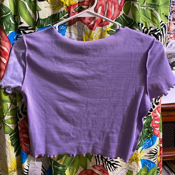 E-Girl Tik Tok Lettuce Hem Sparkly T-Shirt - Picture 2 of 4